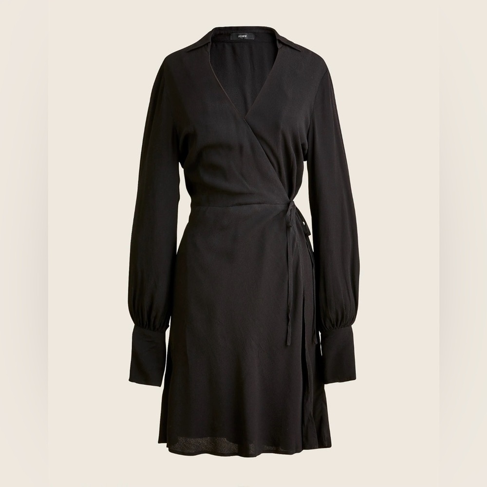 NEW J. Crew Drapey Wrap Dress Size 10 Black Minimal Neutral Casual Office‎ BD409
